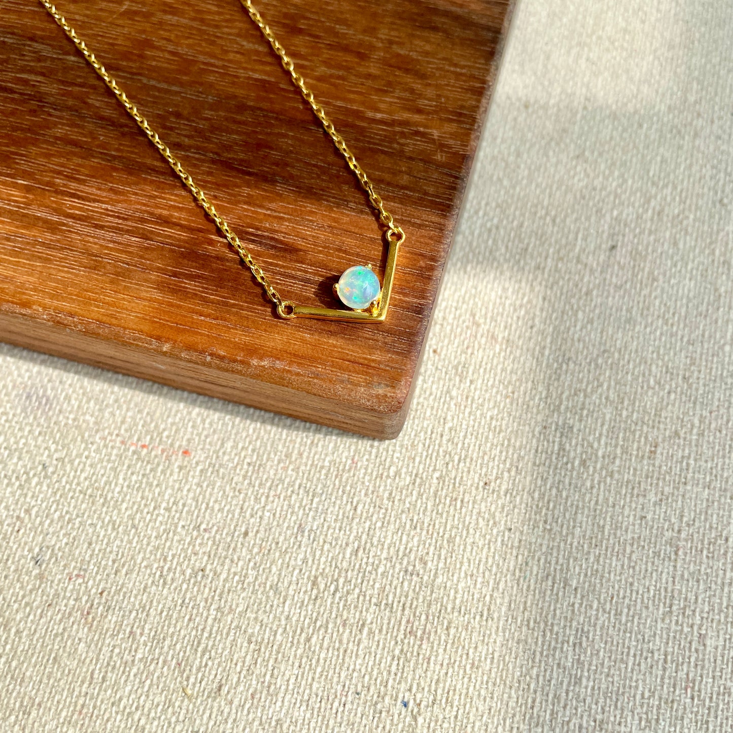 Opal V-shaped Gold-plated Necklace