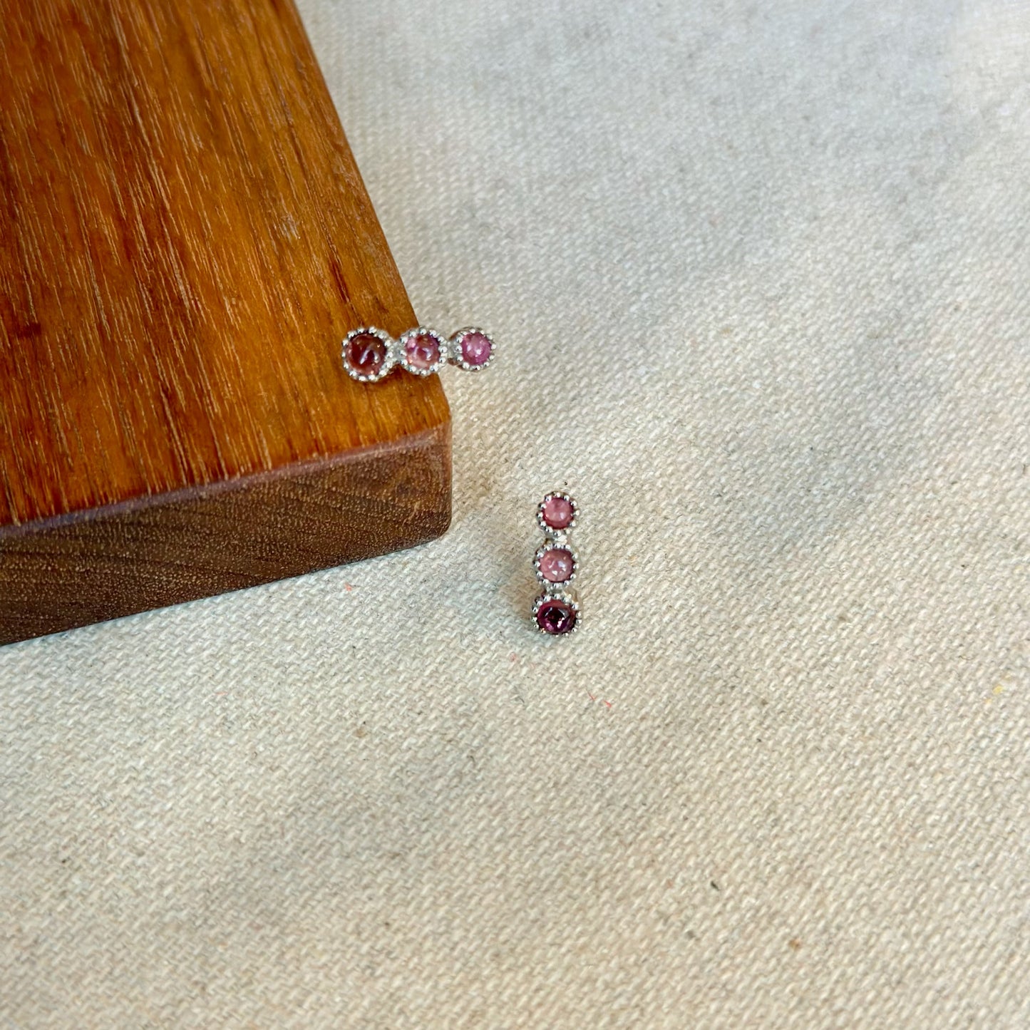 Pink Tourmaline Sterling Silver Ear Stud