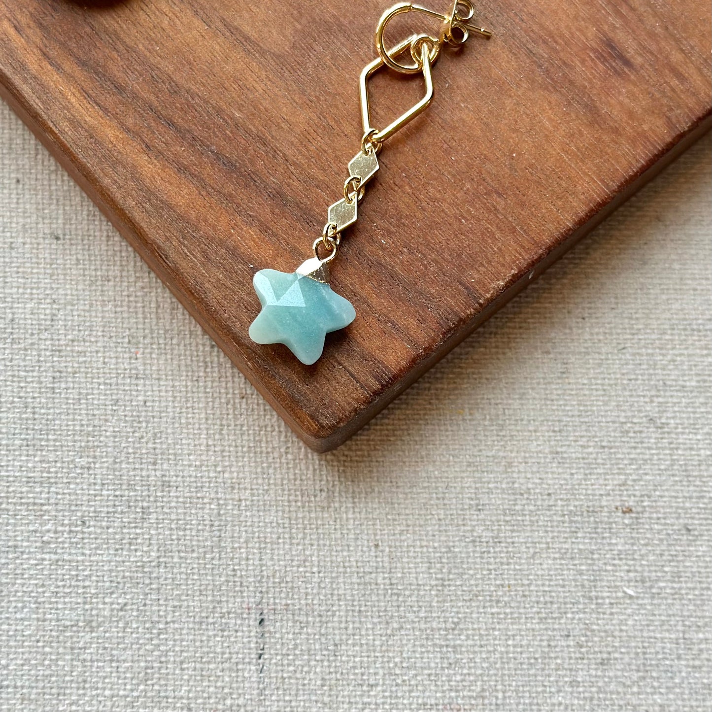 Amazonite Star And Moon Geometric Gold-plated Earring