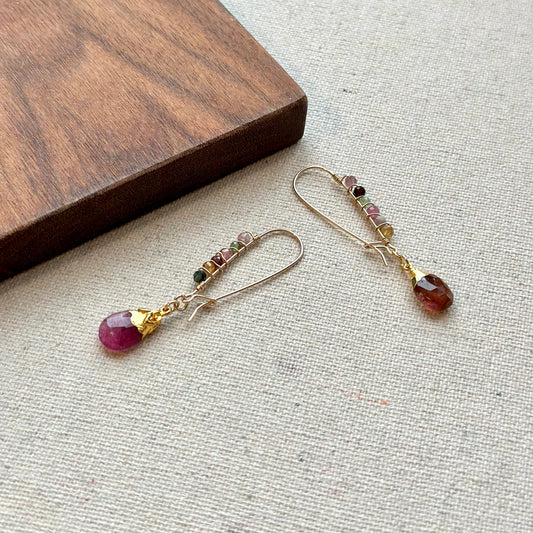 Pink Tourmaline Wire Wrapping 14k Gold-filled Earring