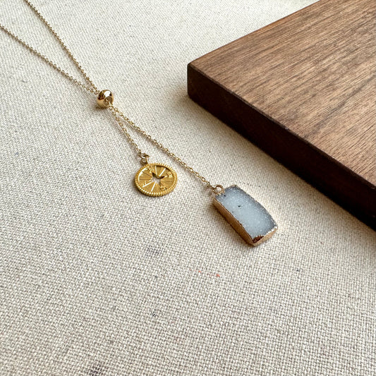 Druzy Stone Adjustable Long Gold-plated Necklace