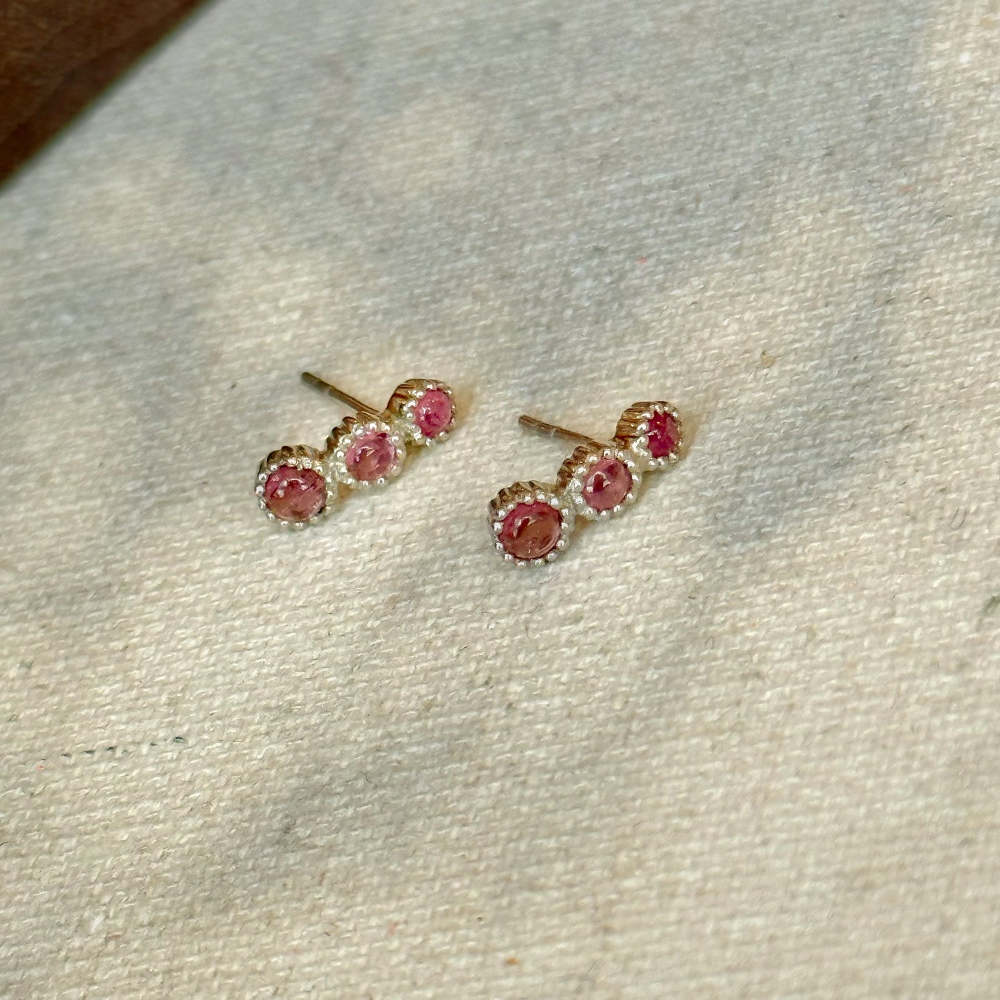 Pink Tourmaline Sterling Silver Ear Stud