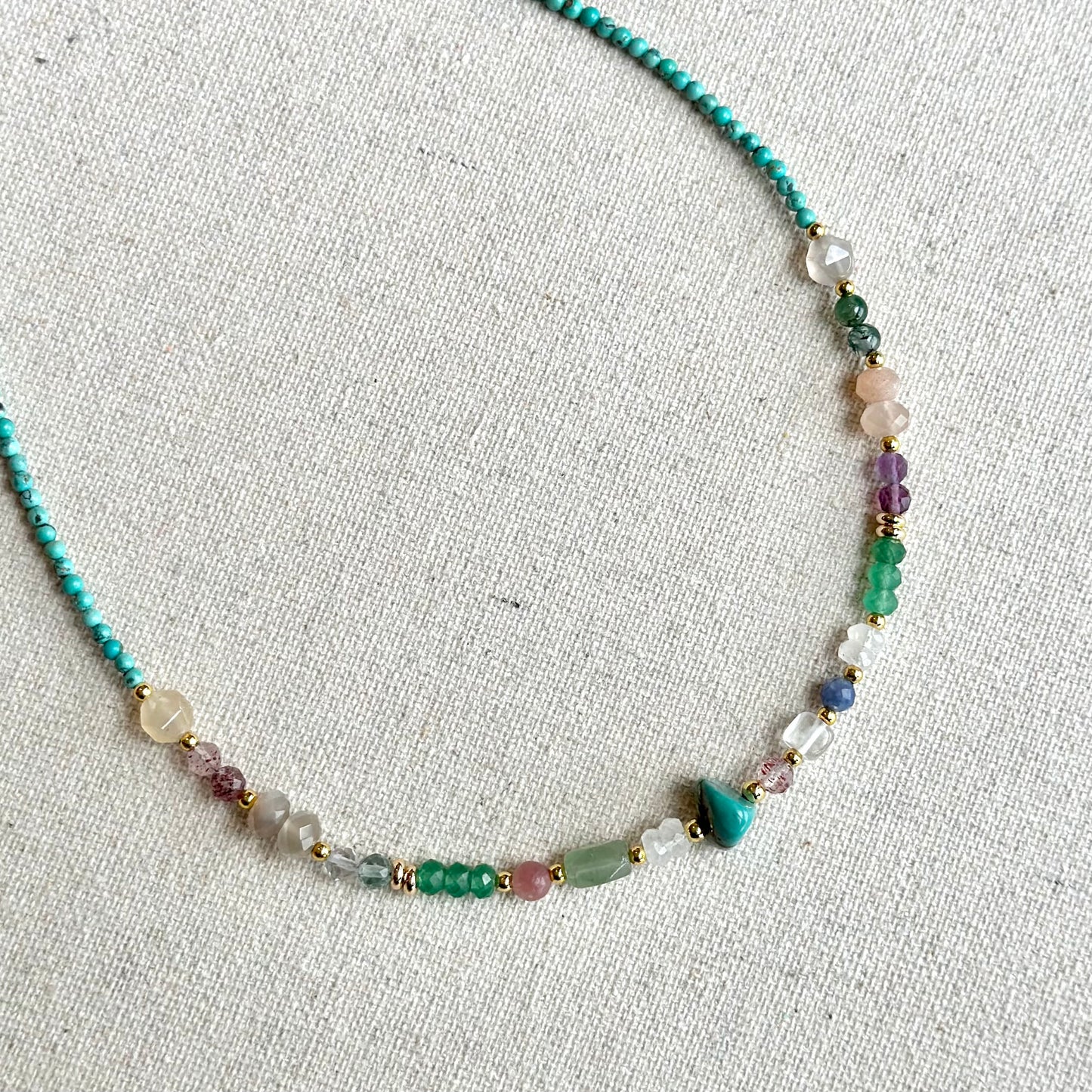 Turquoise Mixed Stone Beaded Choker Necklace