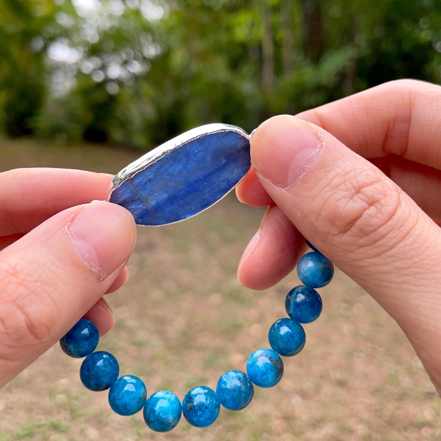 Kyanite And Apatite Beaded Bracelet