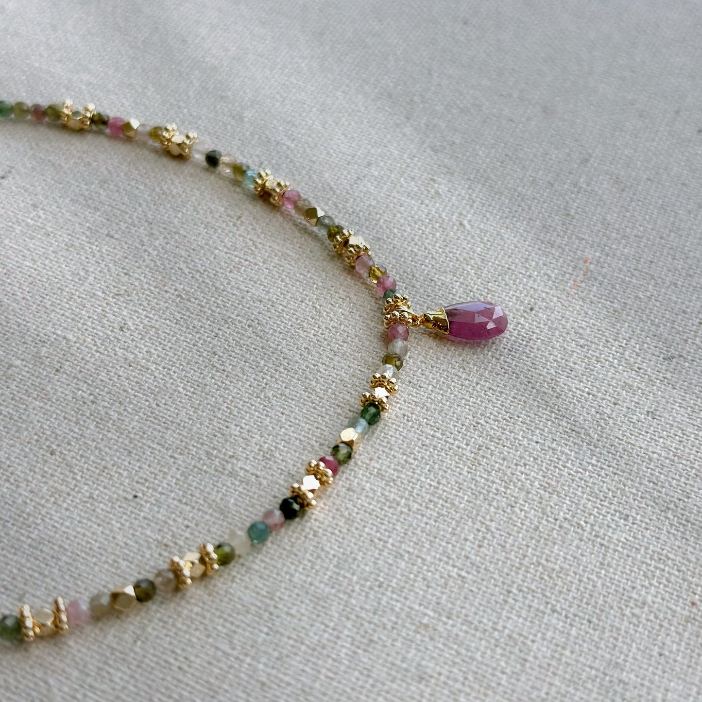 Tourmaline Mixed Beaded And Pink Tourmaline Necklace