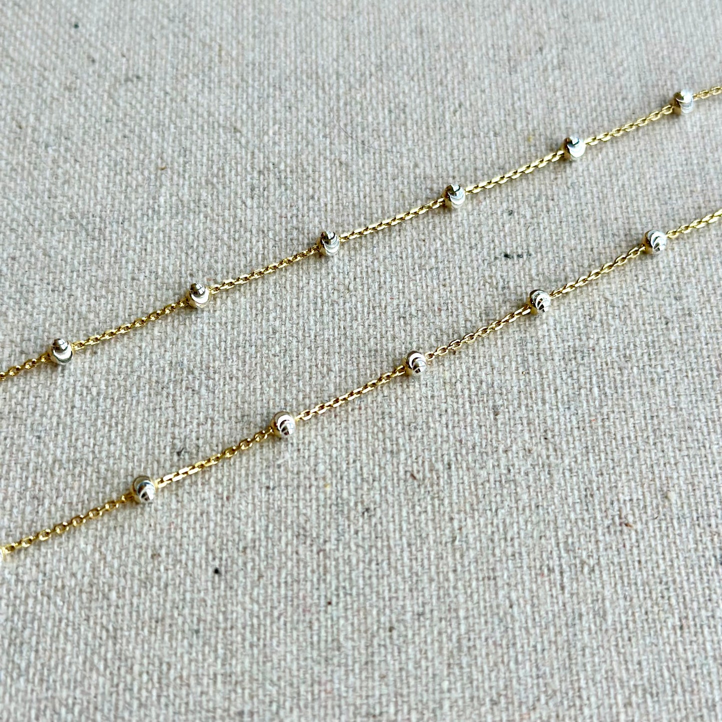 Two Tone Gold-plated Italian Sterling Silver Dotty Mixed Chain Necklace