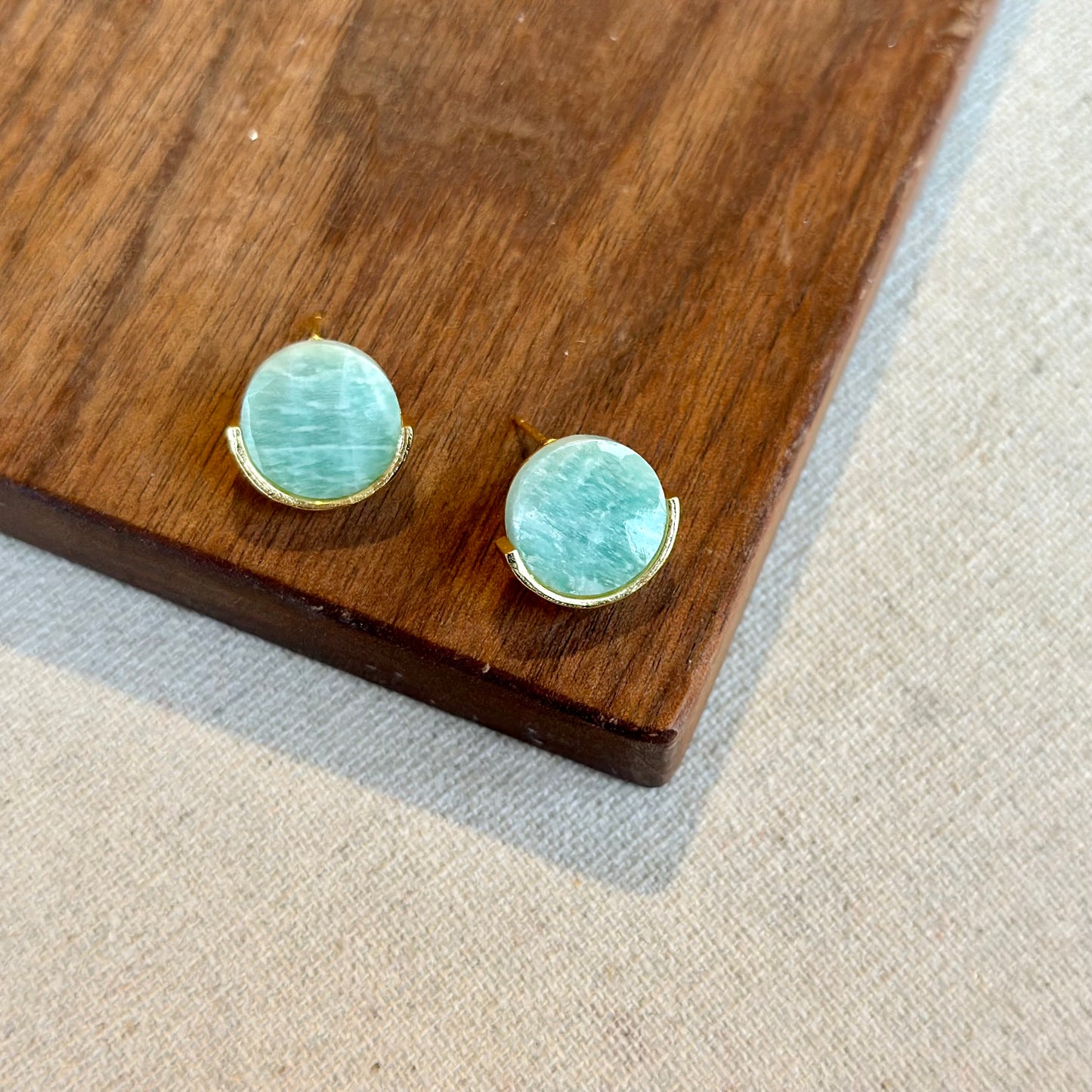 Amazonite Gold-plated Ear Stud