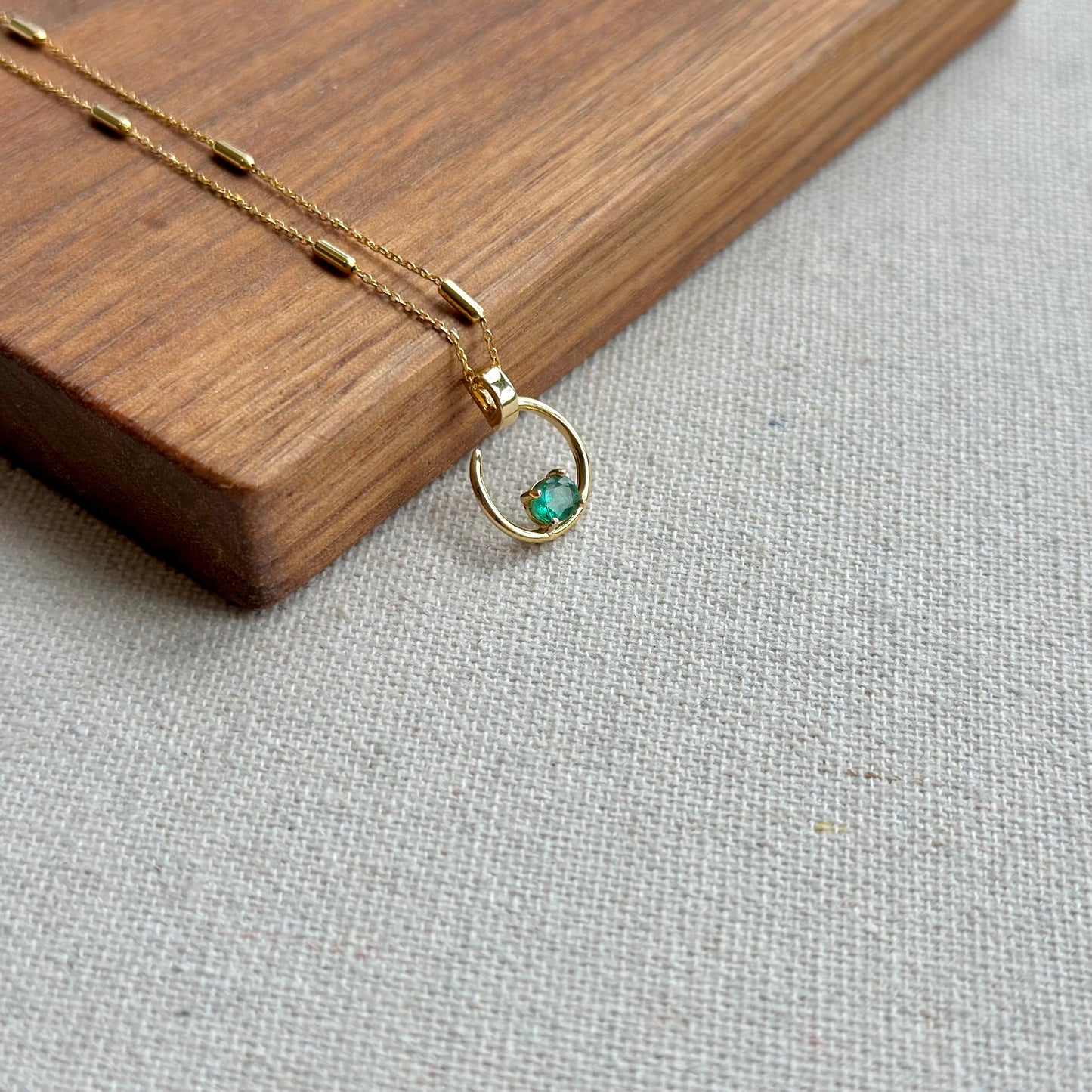 Emerald Two-way Gold-plated Sterling Silver Necklace