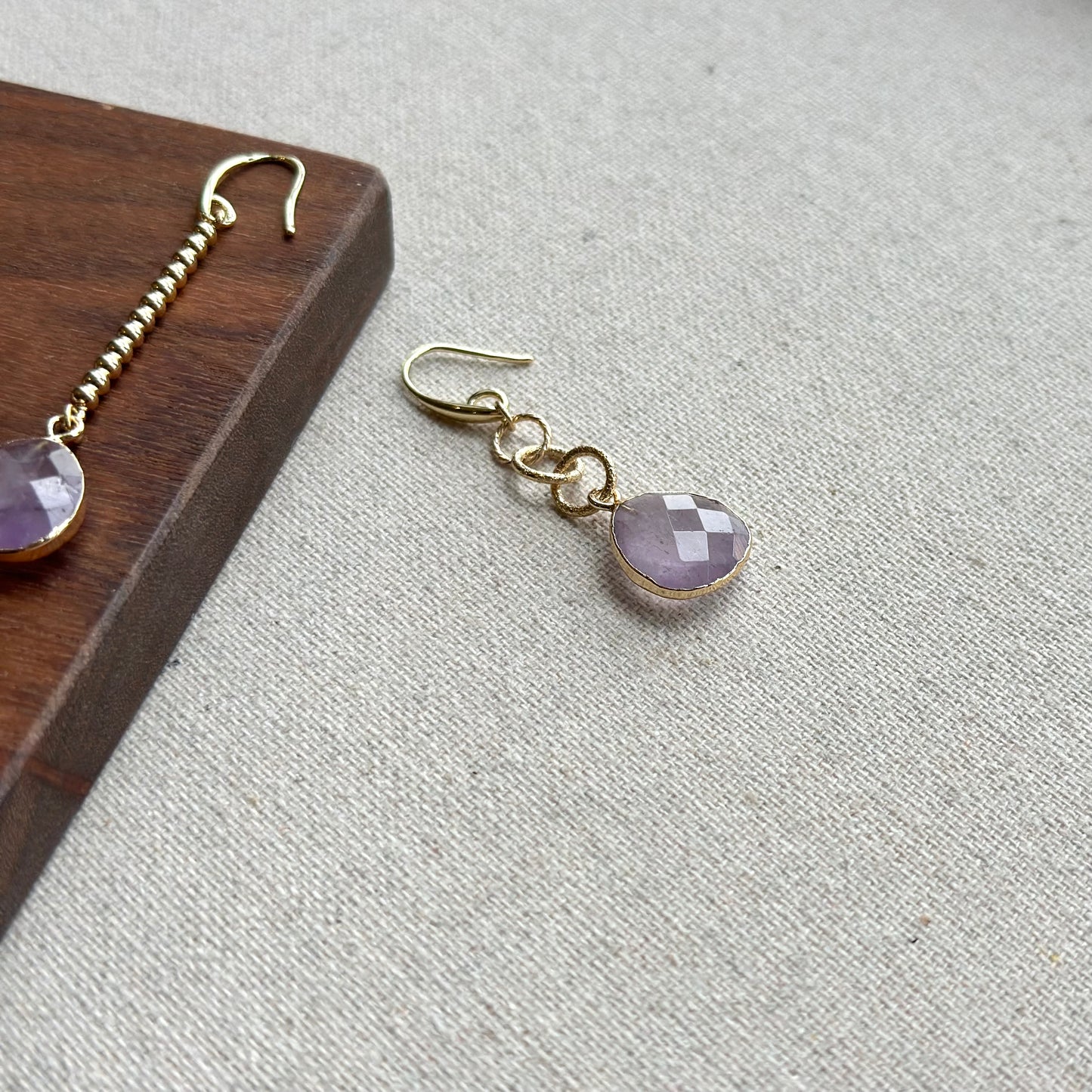 Amethyst Drop Dangle Gold-plated Earring