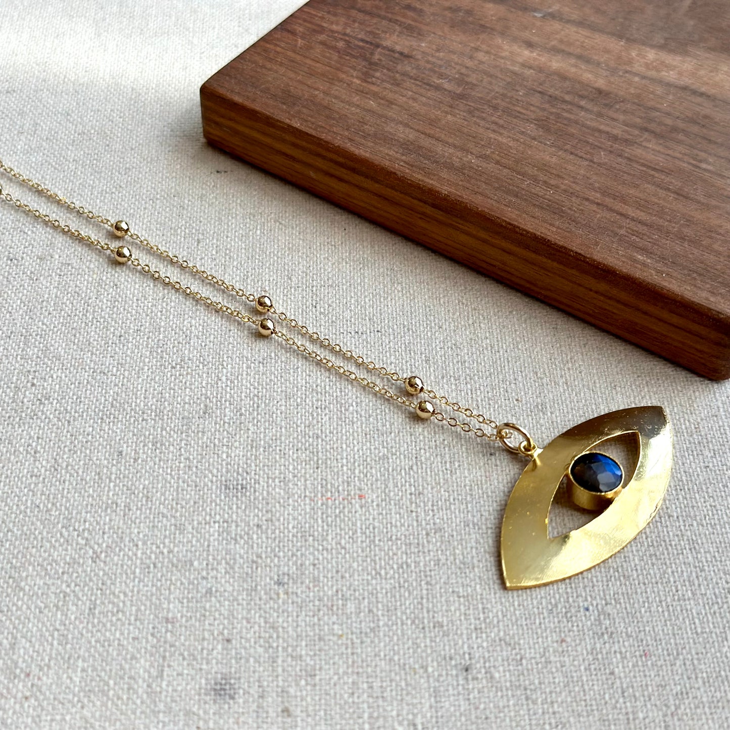 Labradorite In Eye Long Gold-plated Necklace