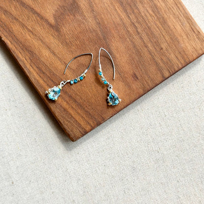 Topaz And Apatite Wire Wrapping Sterling Silver Earring