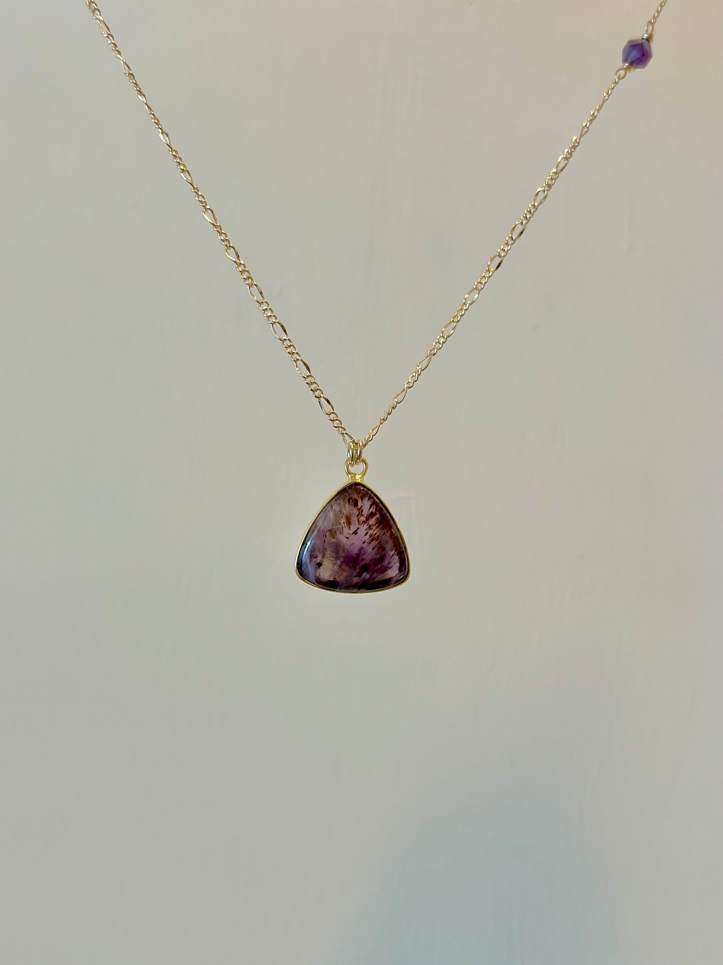 Super Seven And Amethyst Long Gold-plated Necklace