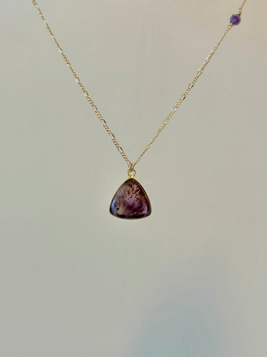 Super Seven And Amethyst Long Gold-plated Necklace