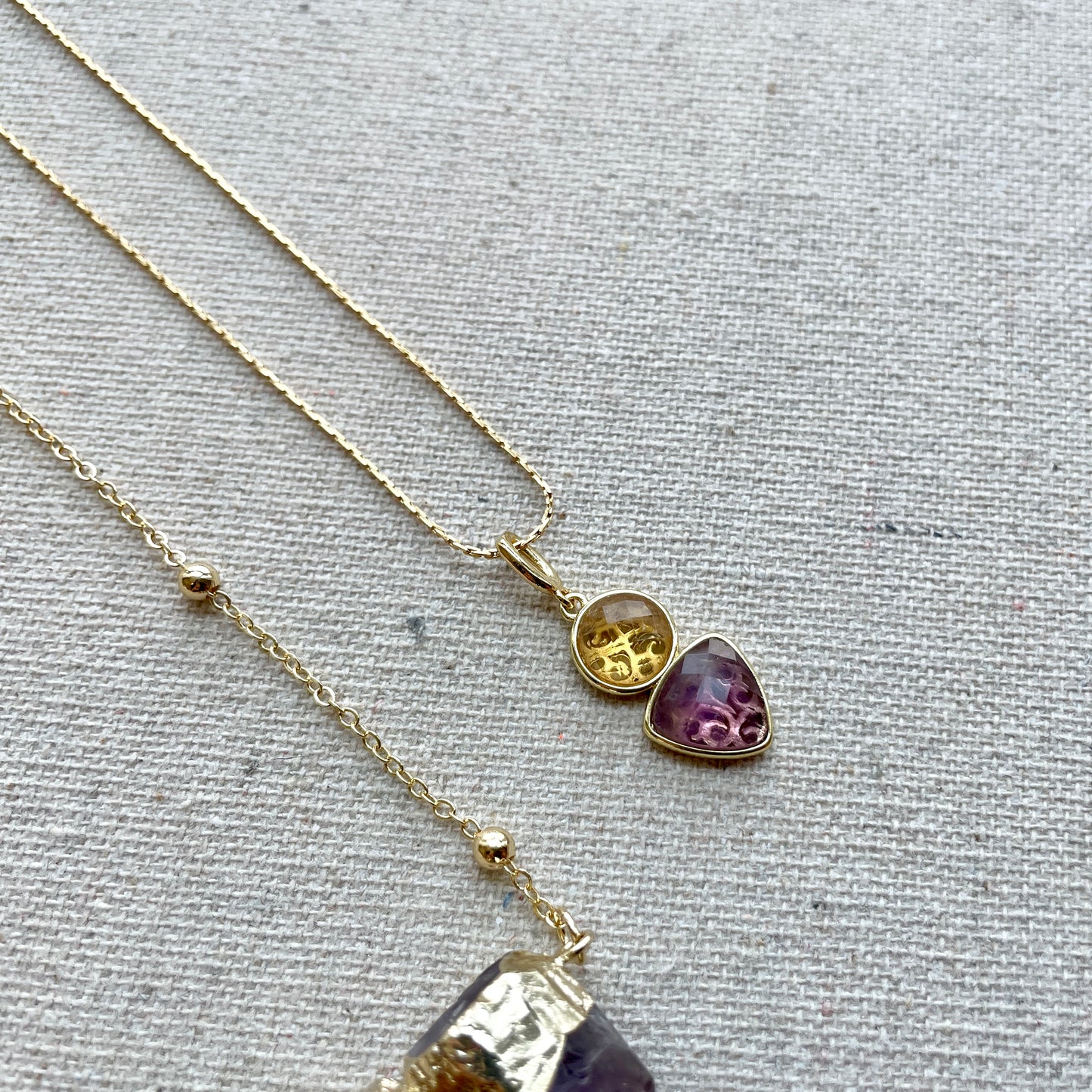 Citrine And Amethyst 14k Gold-filled Necklace