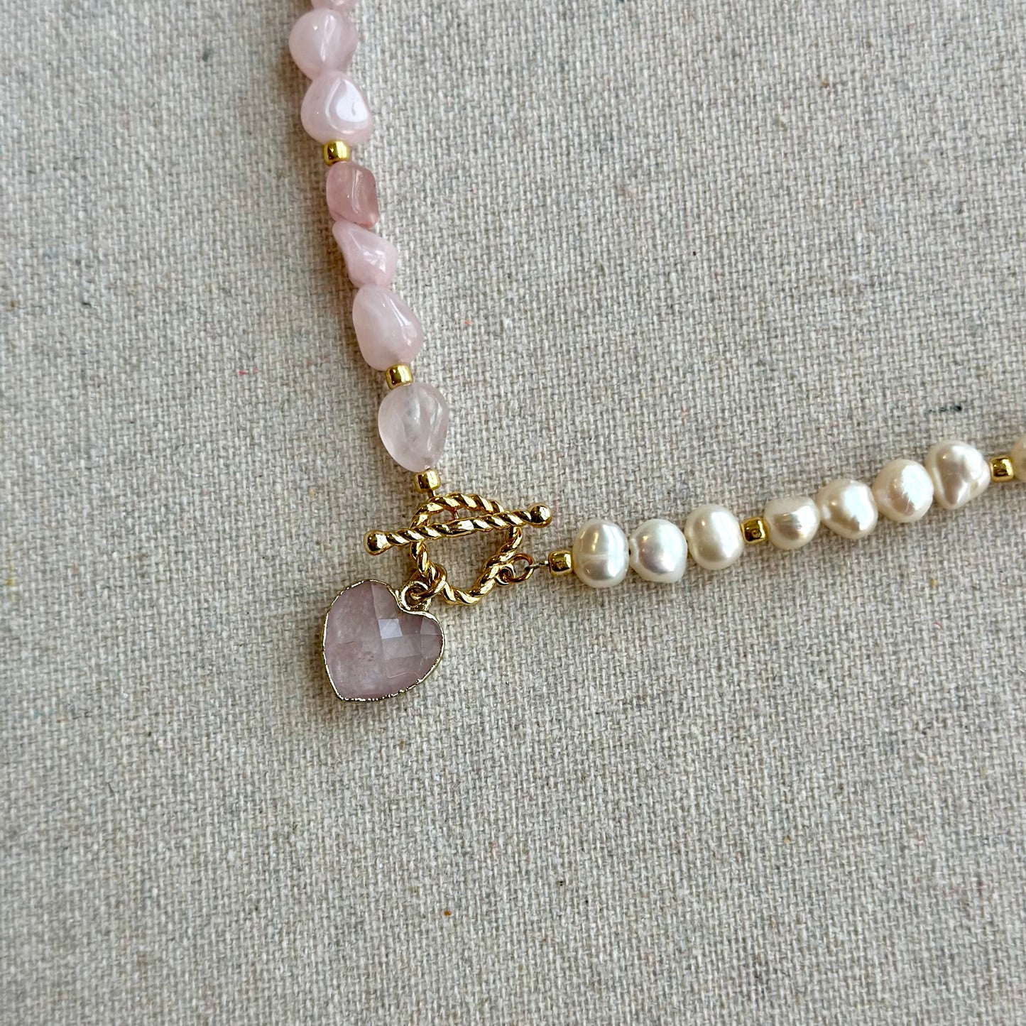 Rose Quartz And Baroque Pearl Beaded Choker Necklace