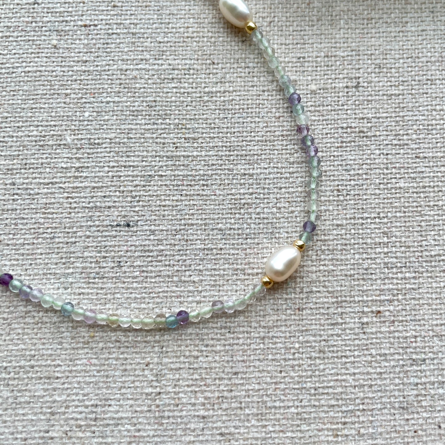 Fluorite Beads And Freshwater Pearls Hoop Toggle Necklace