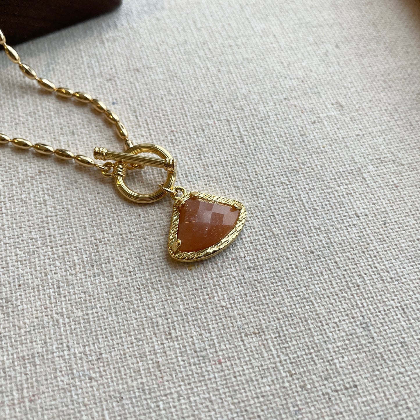 Sunstone Rice Chain Gold-plated Necklace