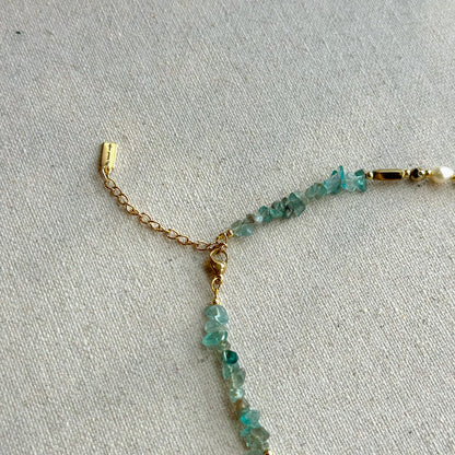 Apatite And Freshwater Pearls Beaded Necklace