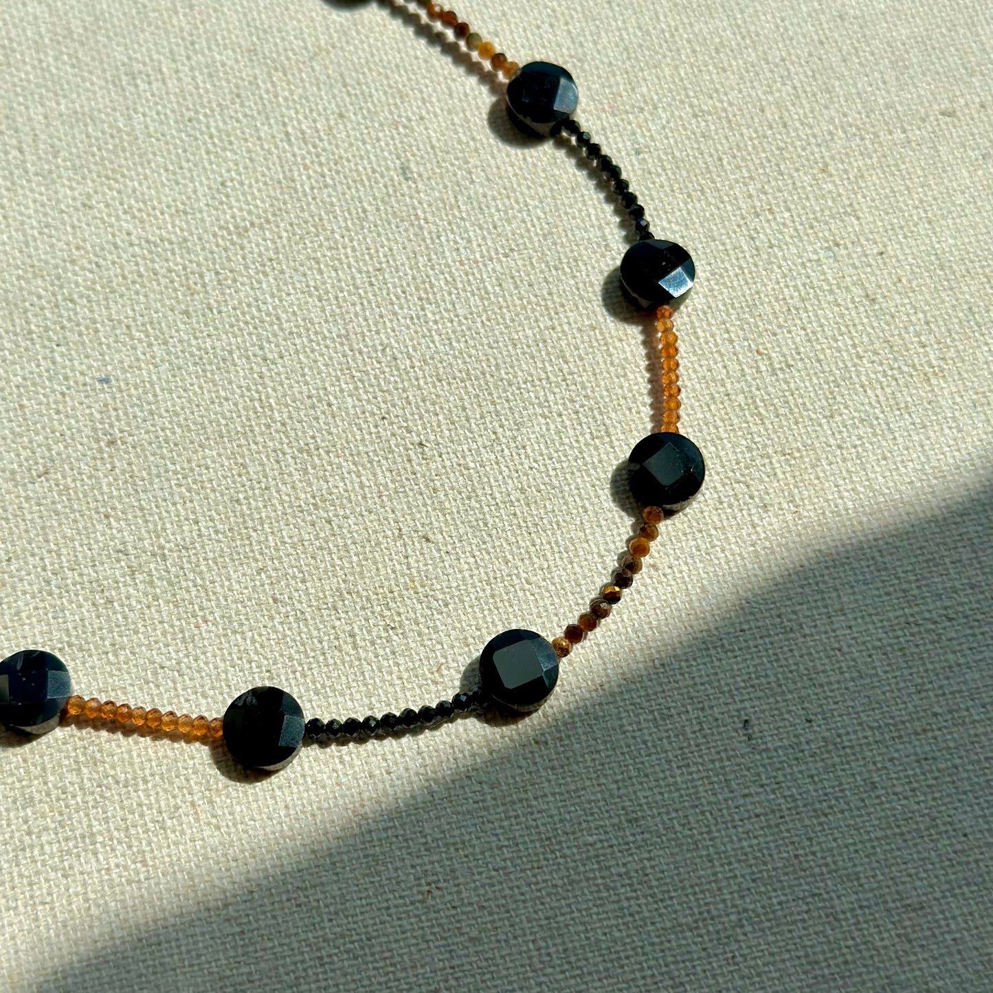 Black Onyx Mixed Tiger Eye And Carnelian Beaded Necklace