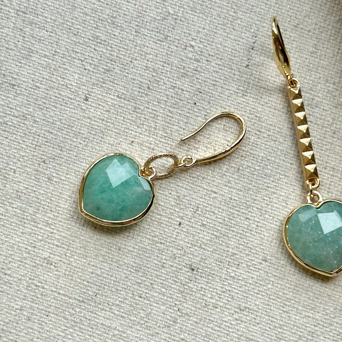 Heart-shaped Amazonite Gold-plated Earring