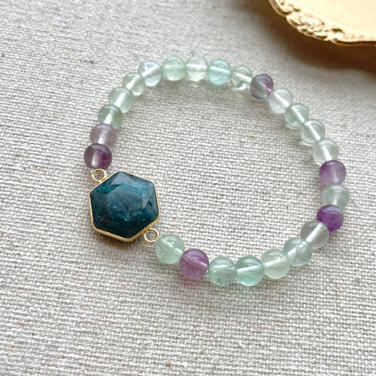 Apatite And Fluorite Beaded Bracelet