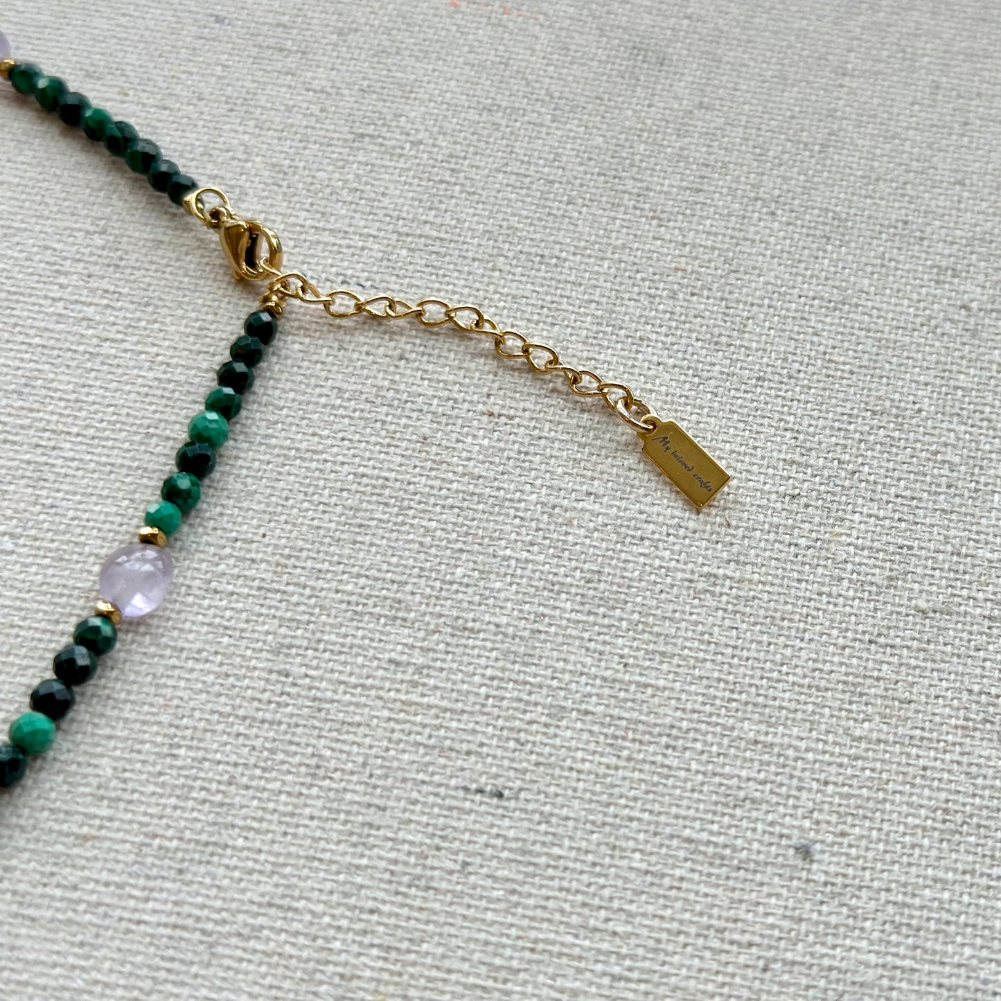 Malachite And Amethyst Beaded Choker Necklace