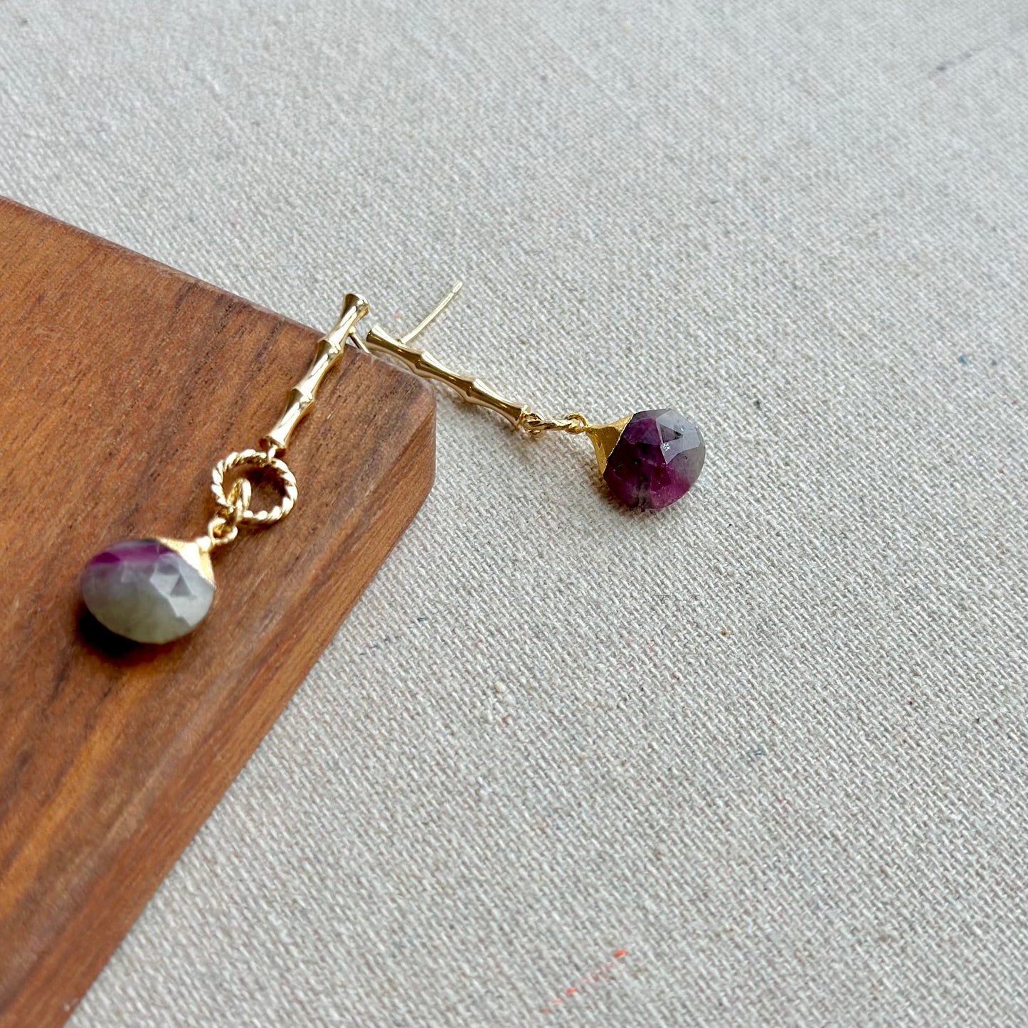 Ruby Zoisite Gold-plated Earring