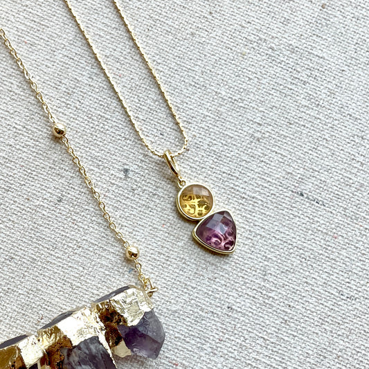 Citrine And Amethyst 14k Gold-filled Necklace