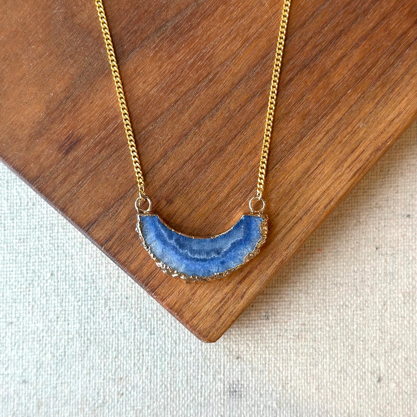 Blue Agate Gold-plated Sterling Silver Necklace