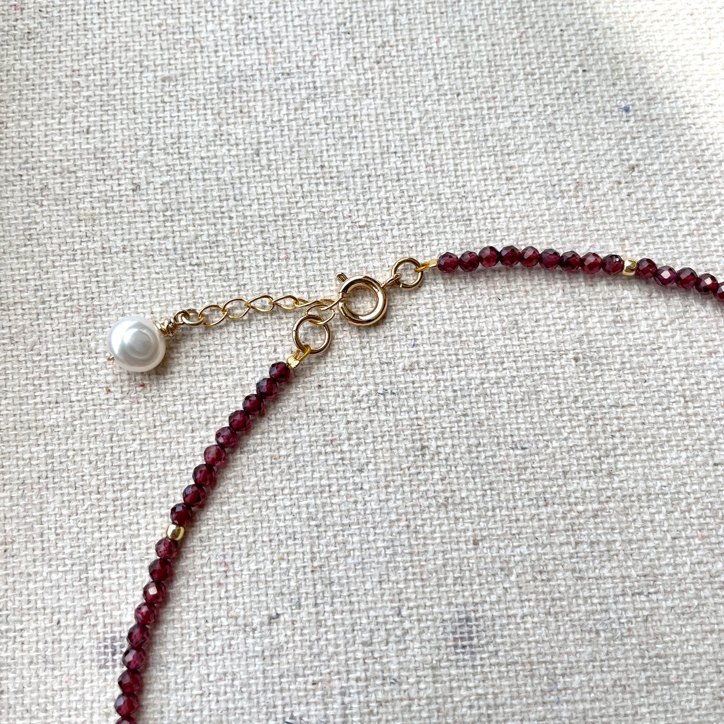 Garnet And Freshwater Pearl Beaded Choker Necklace