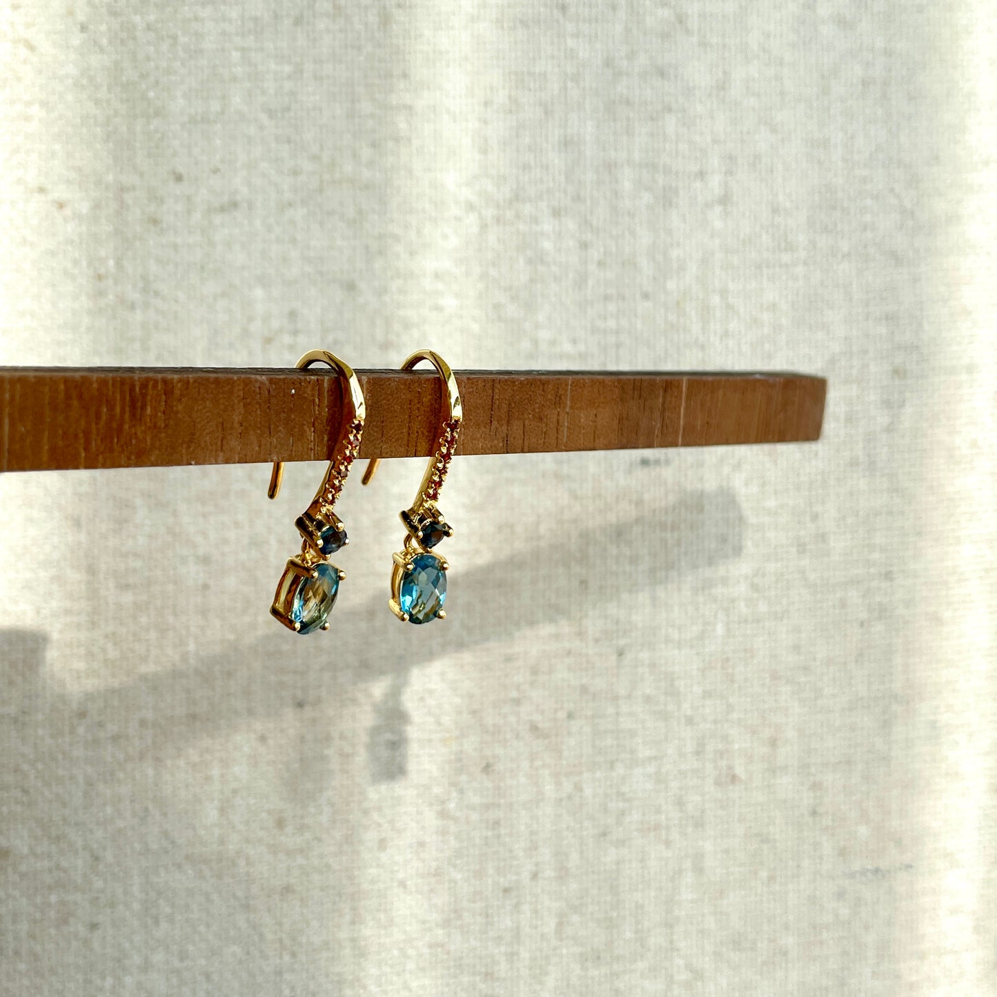 Topaz With Sapphire And Garnet Gold-plated Sterling Earring