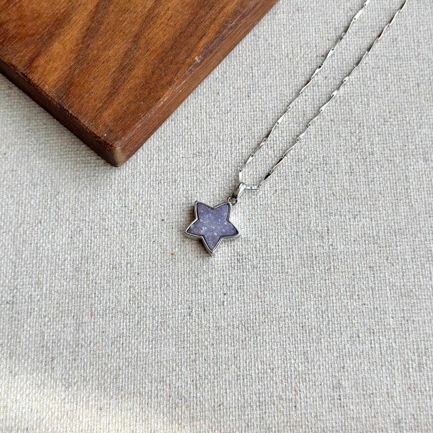 Star-shaped Druzy Stone Sterling Silver Necklace