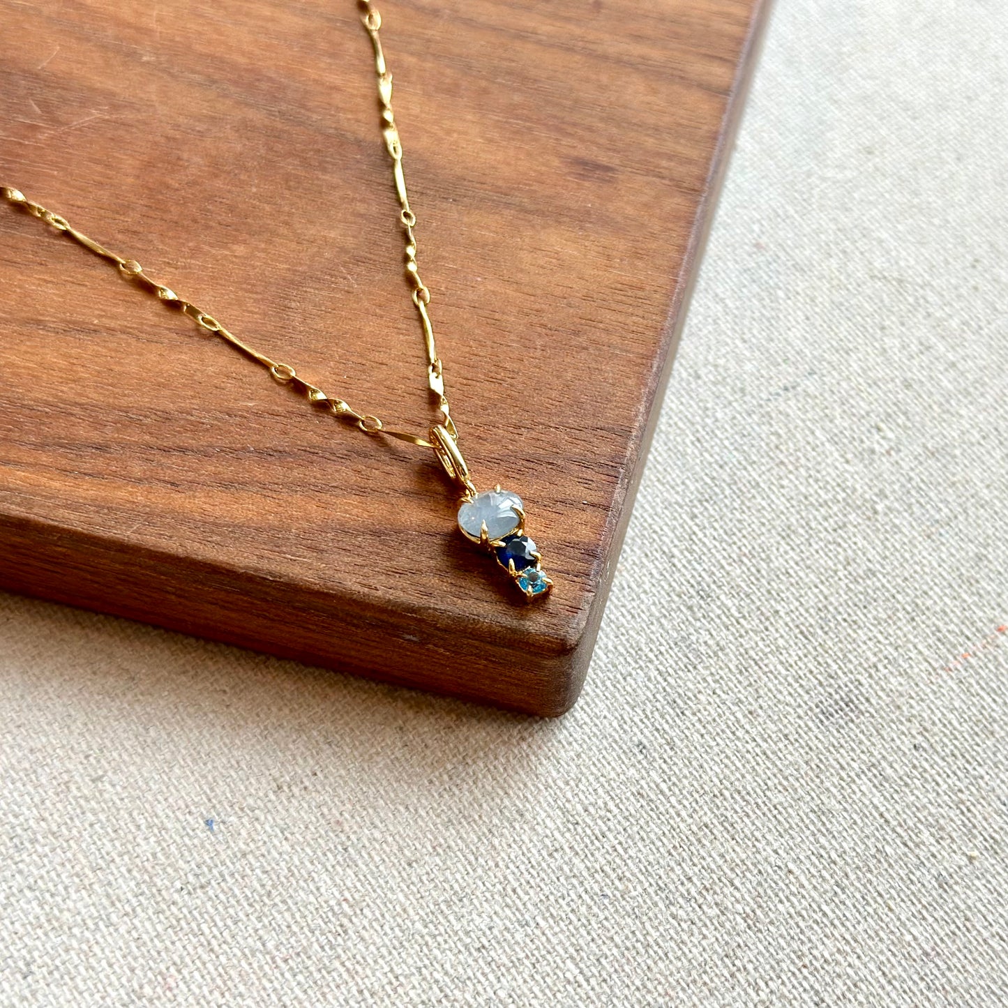 Sapphire And Star Sapphire With Topaz Gold-plated Sterling Silver Necklace