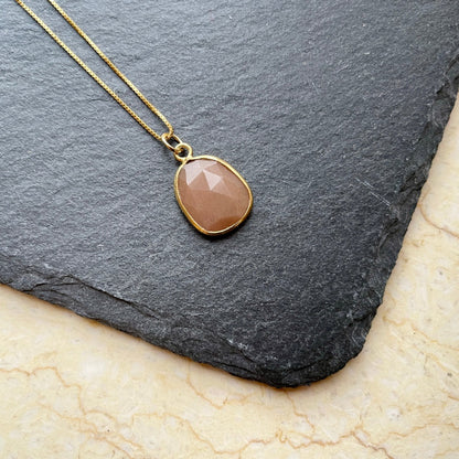 Coffee Moonstone Gold-filled Necklace