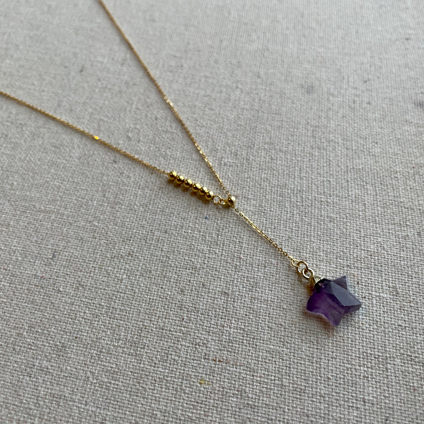 Star-shaped Amethyst Y-shaped Gold-plated Necklace