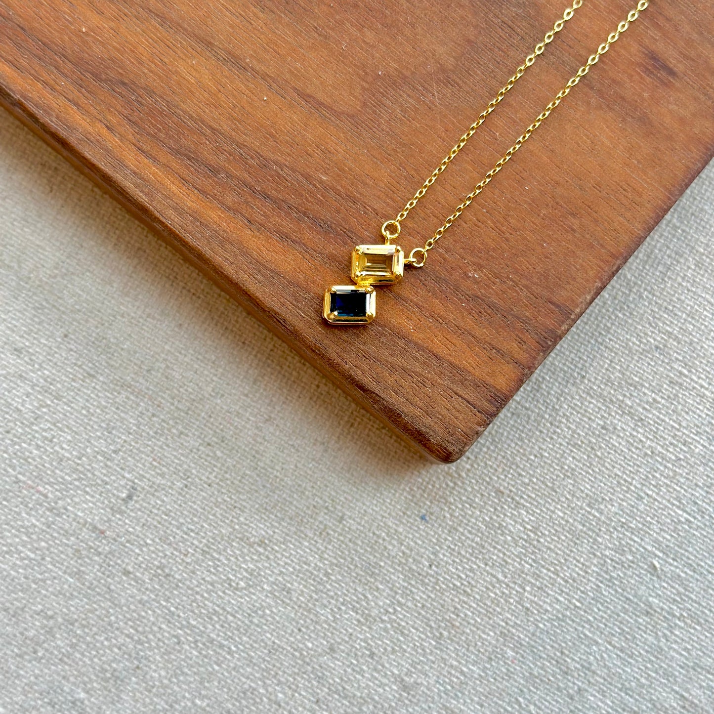 Citrine And Sapphire Asymmetric Gold-plated Sterling Silver Necklace