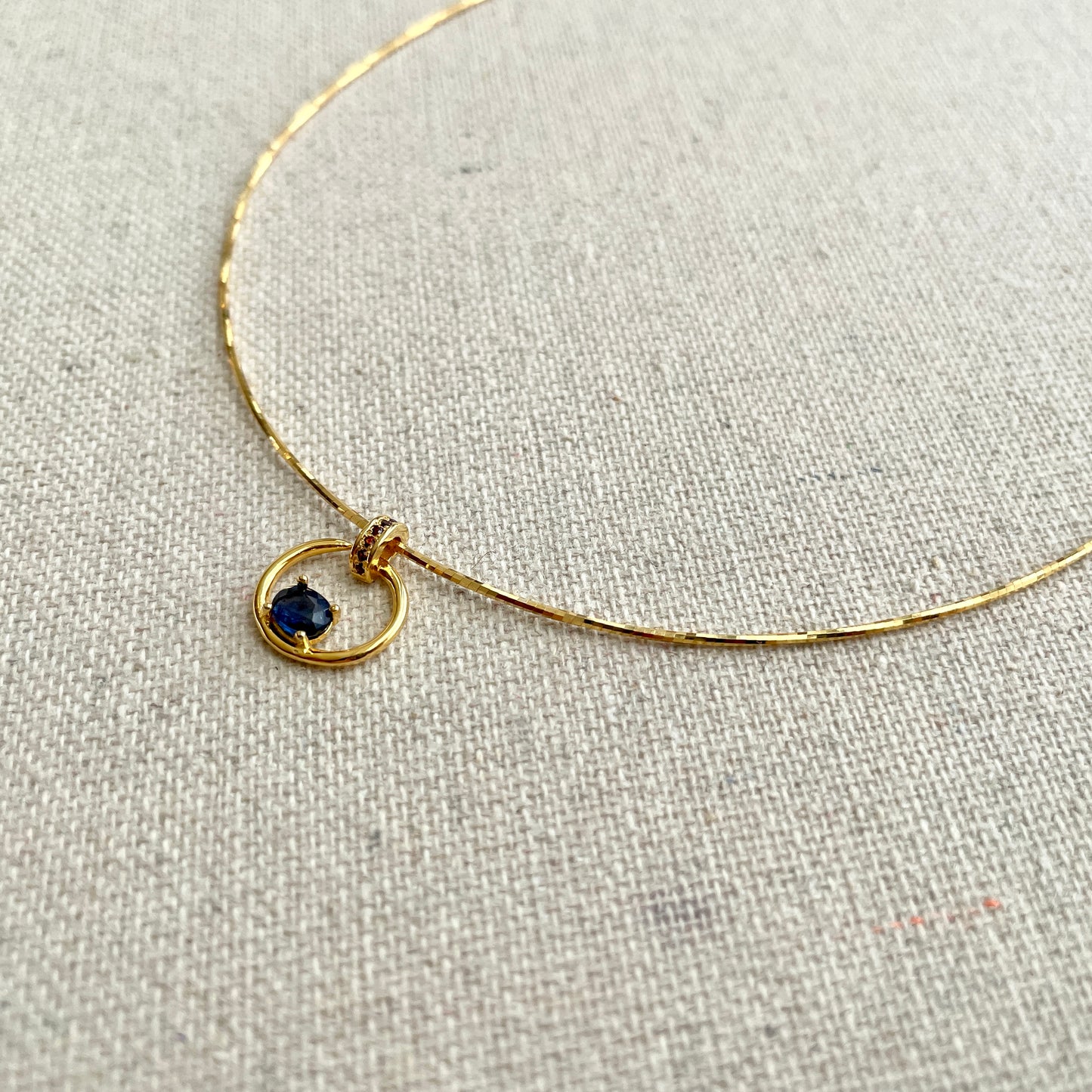 Sapphire And Garnet Choker Wire Gold-plated Necklace