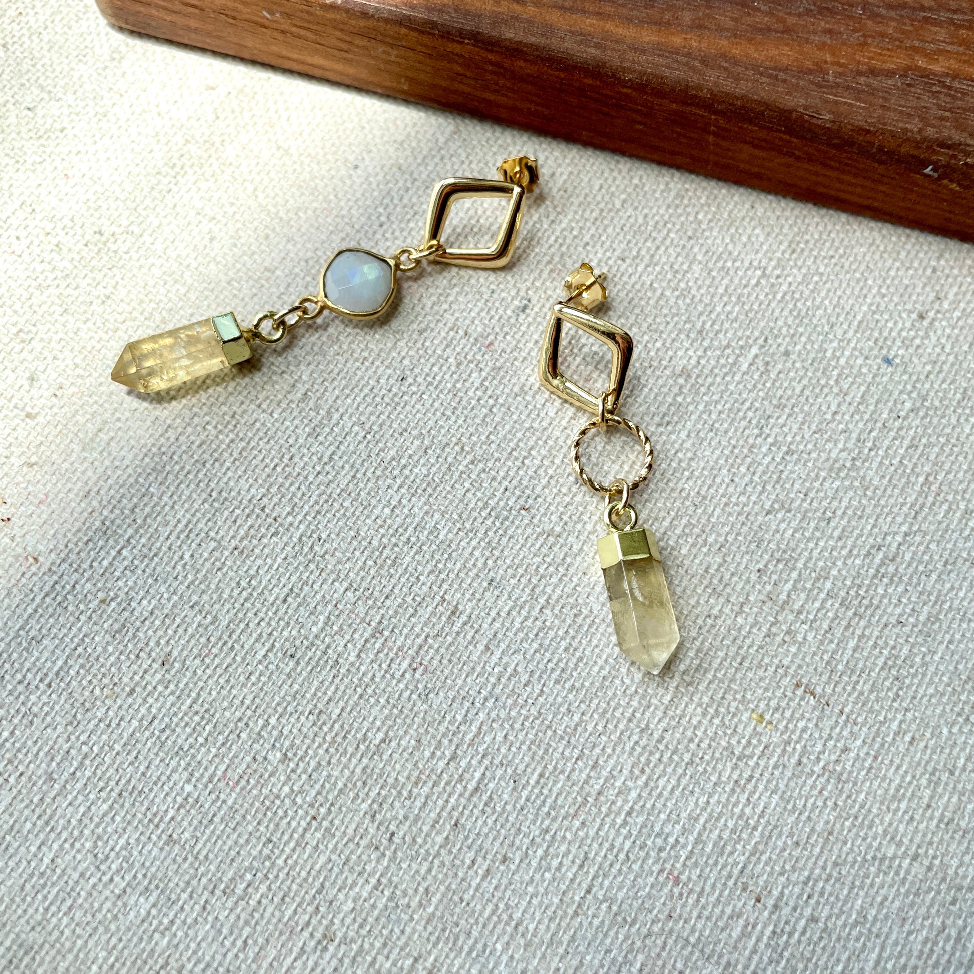 citrine and moonstone earring