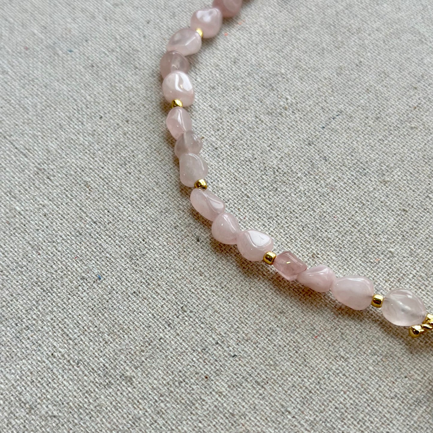 Rose Quartz And Baroque Pearl Beaded Choker Necklace