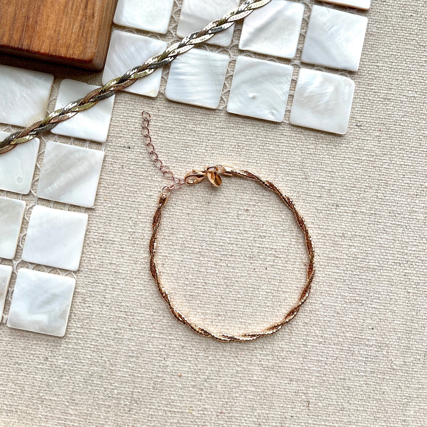 Rose Gold-plated Italian Sterling Silver Braided Bracelet