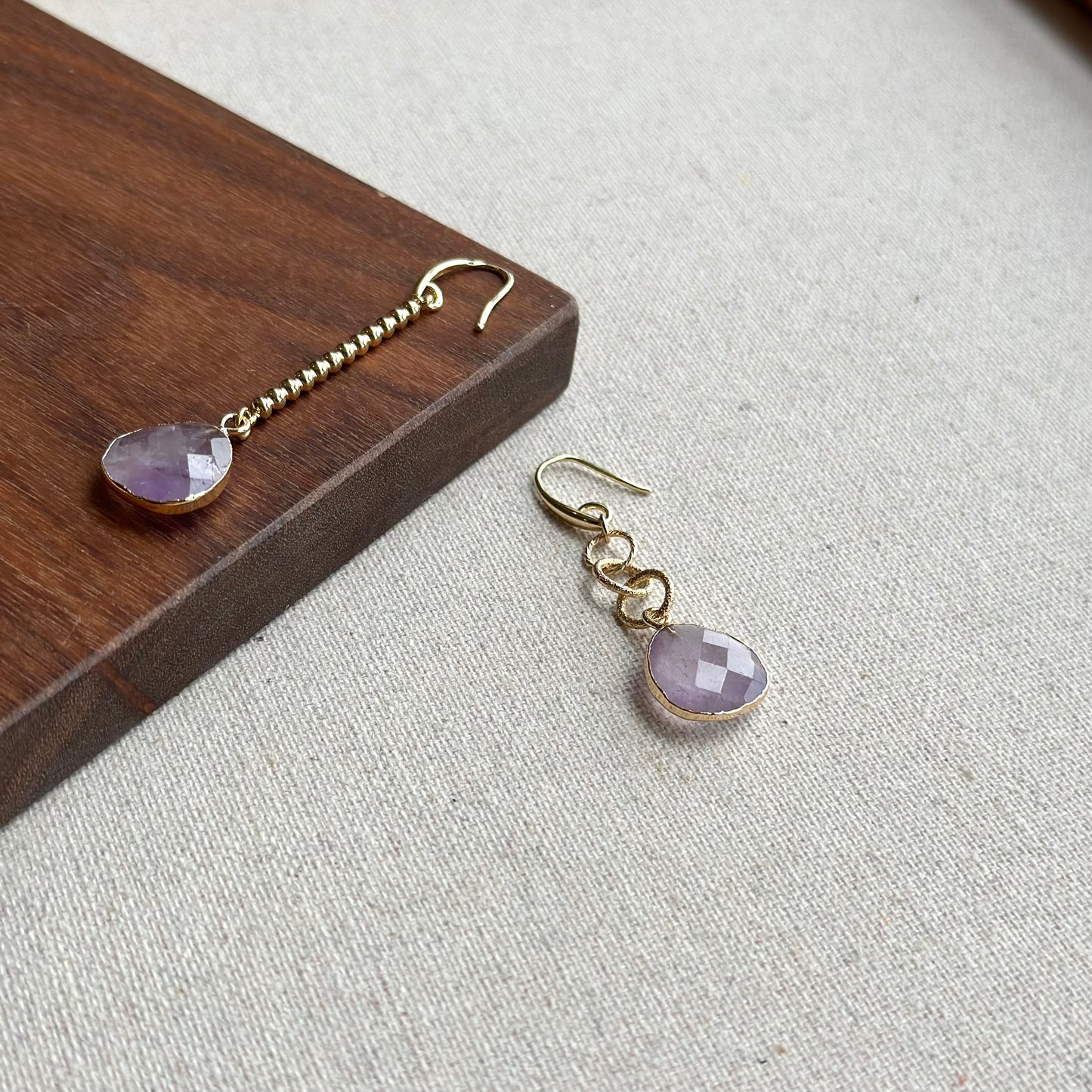 Amethyst Drop Dangle Gold-plated Earring