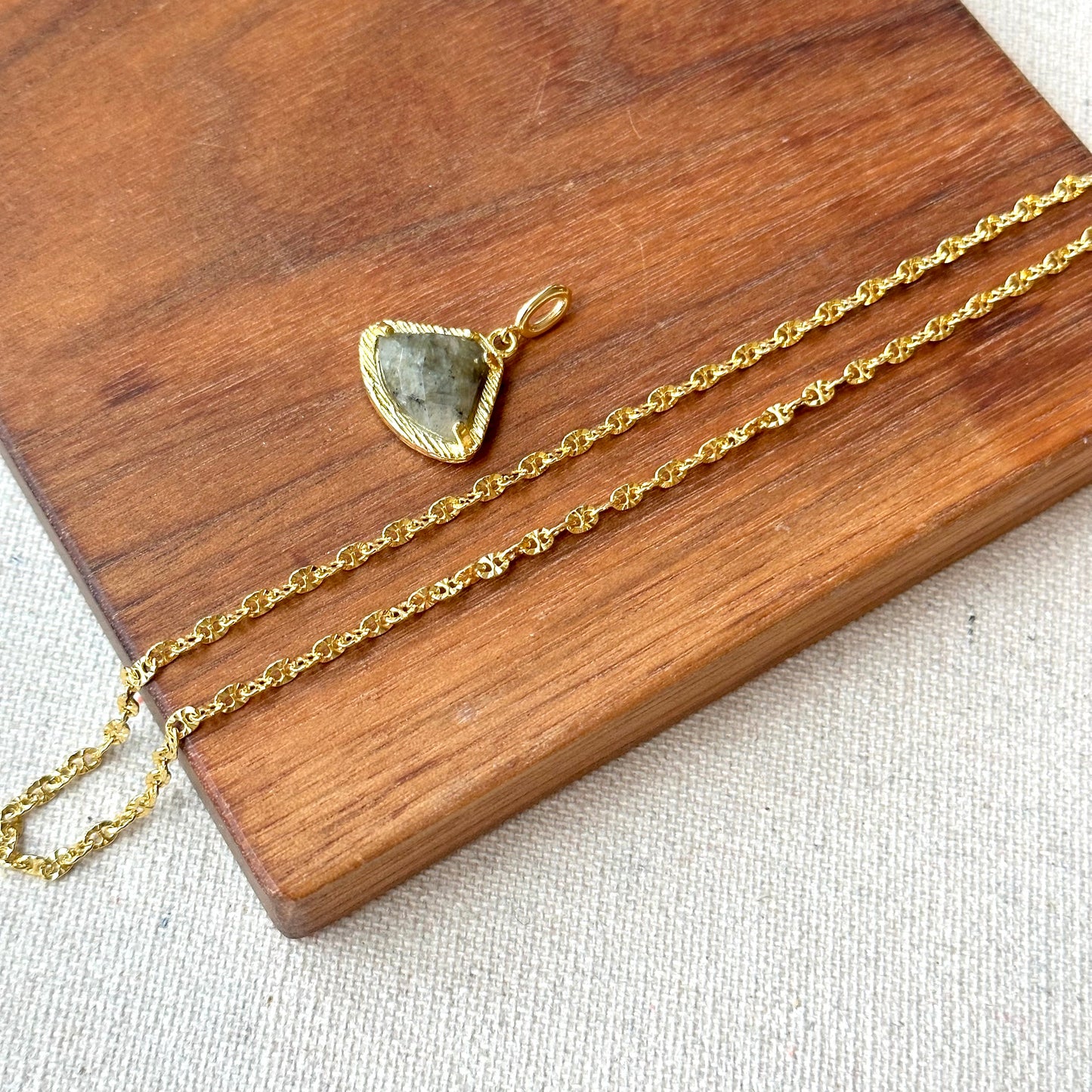 Labradorite Mariner Chain Gold-plated Italian Sterling Silver Necklace