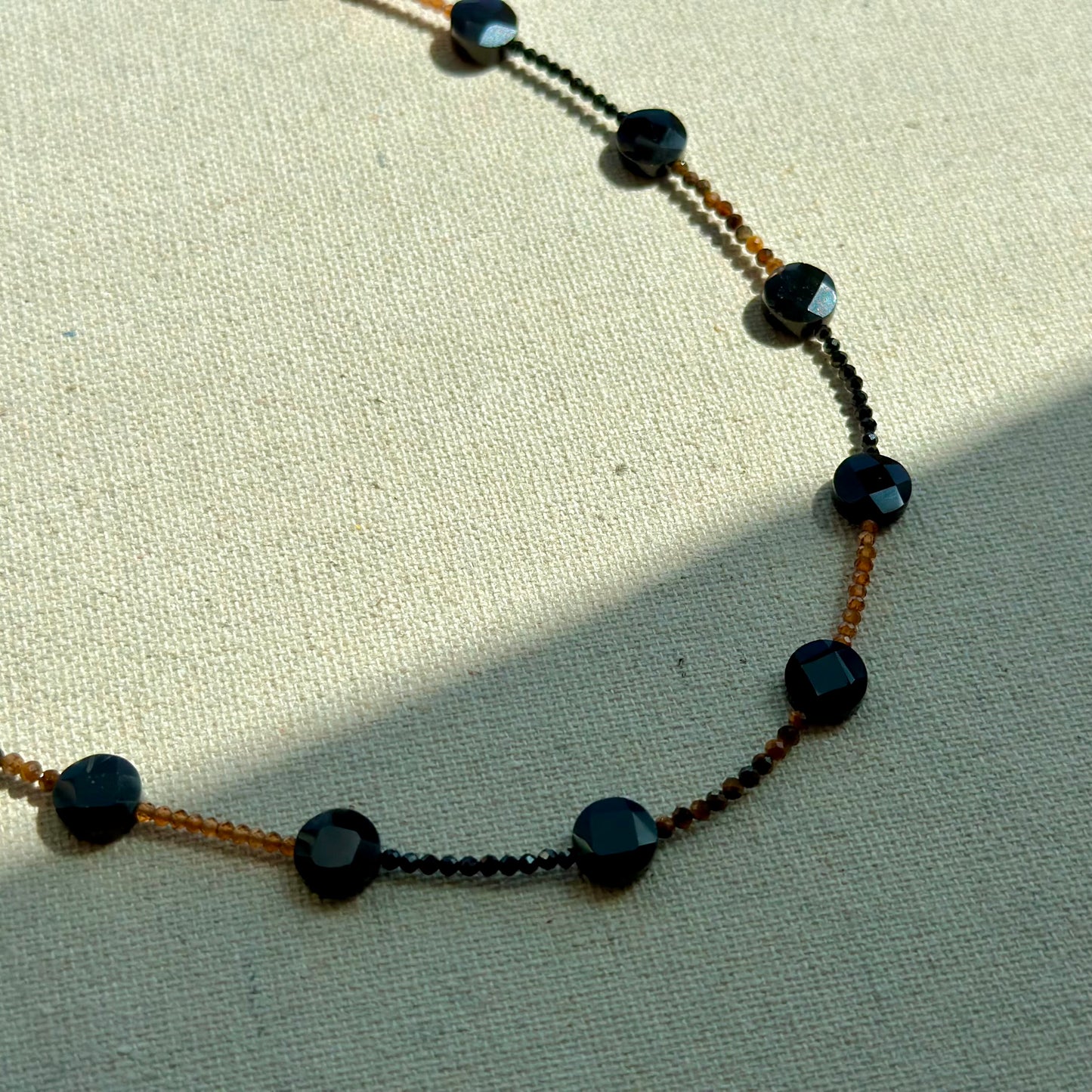 Black Onyx Mixed Tiger Eye And Carnelian Beaded Necklace