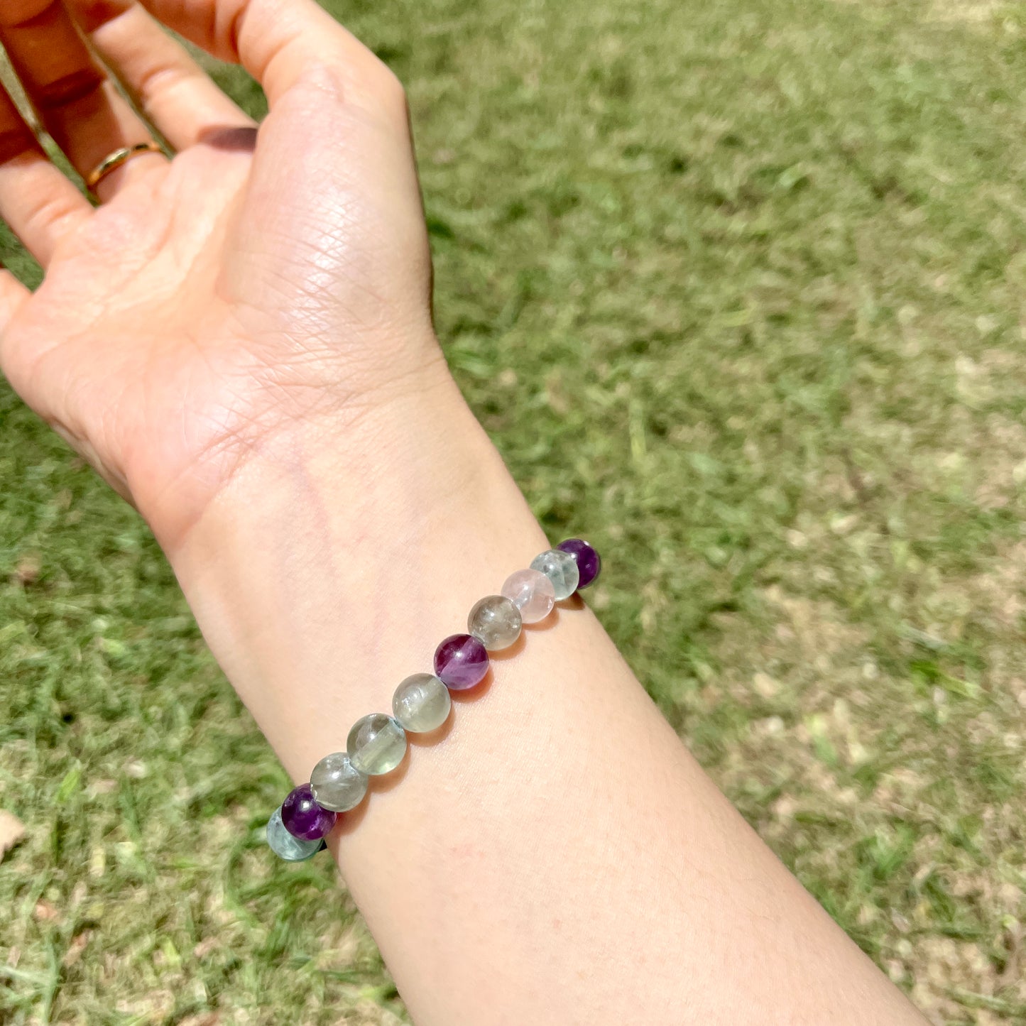 Agate And Fluorite Beaded Bracelet