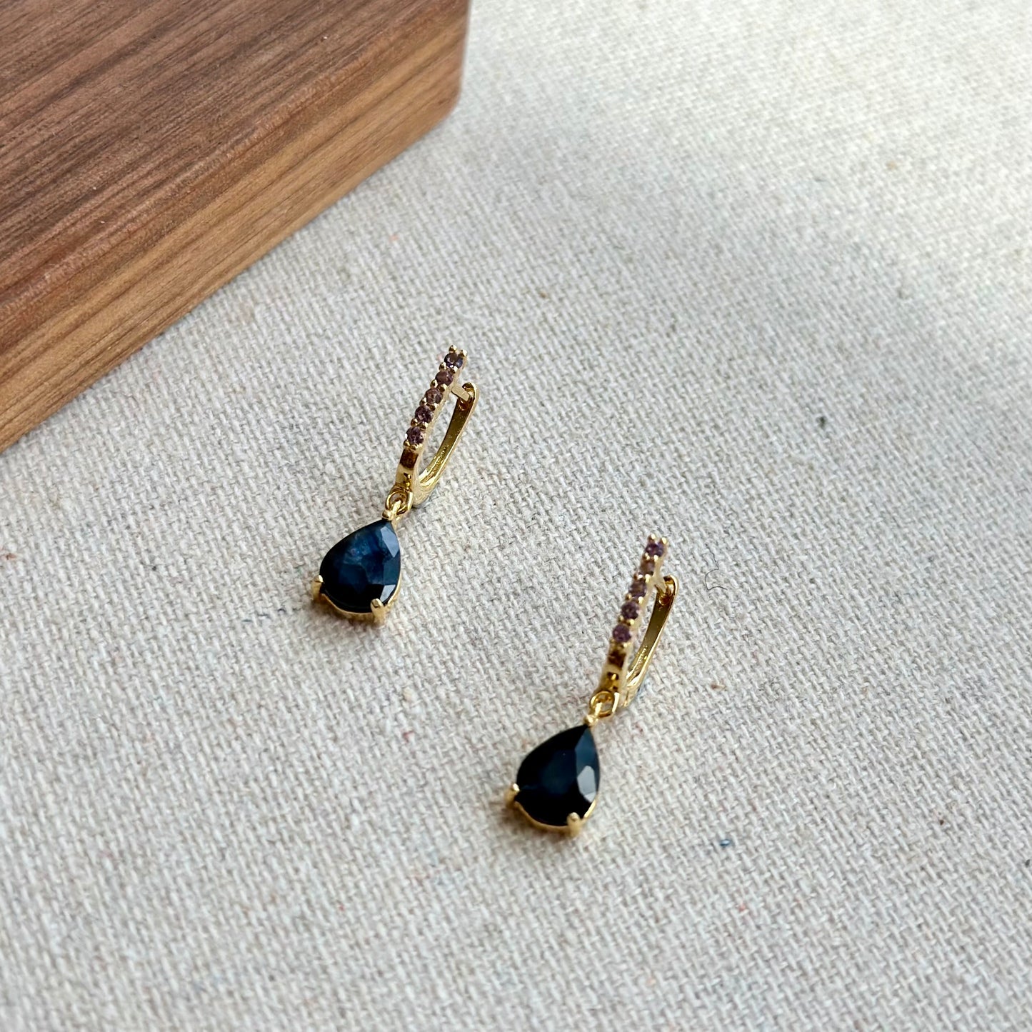 Sapphire With Amethyst Gold-plated Sterling Hoop Earring