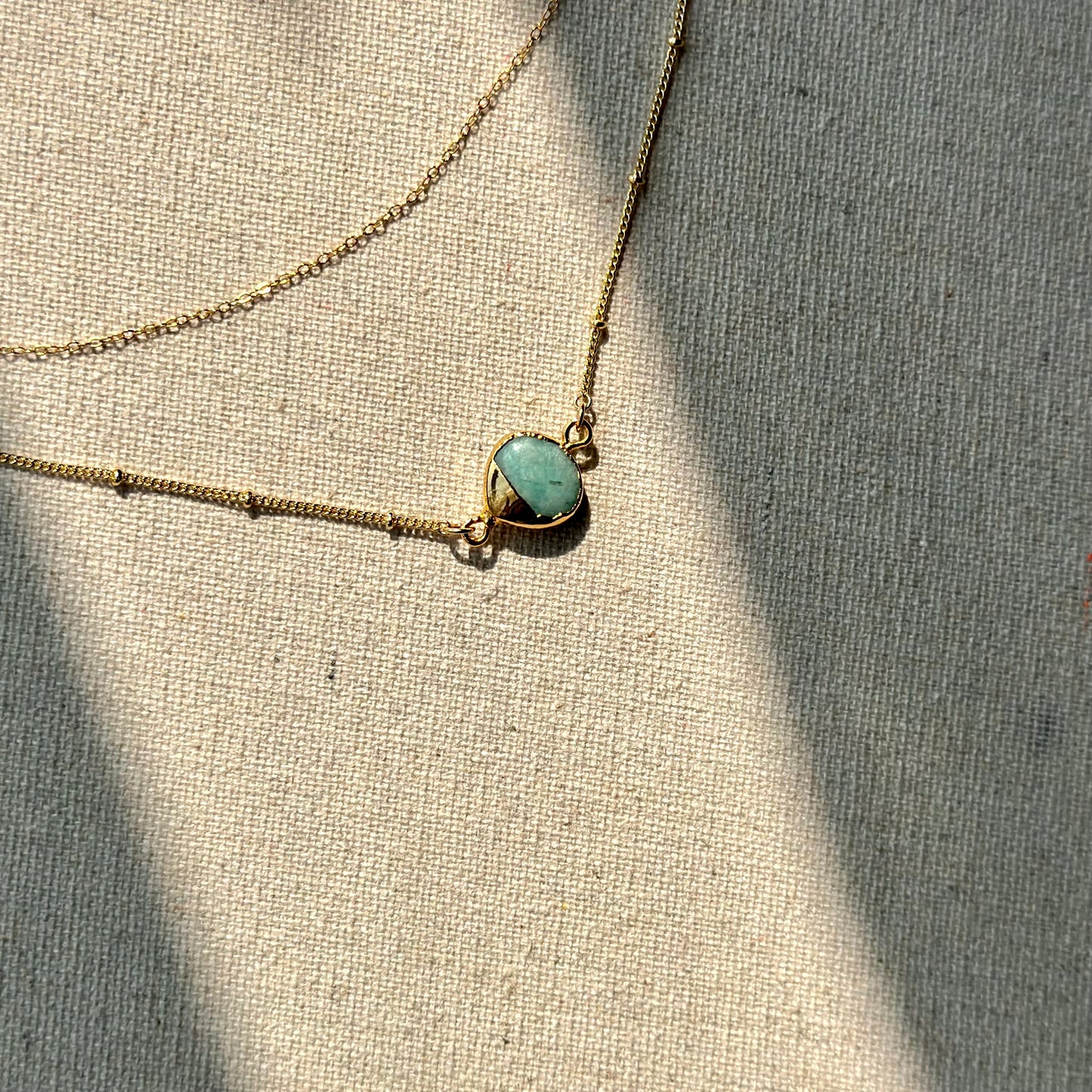 Amazonite Double Layer Gold-plated Necklace