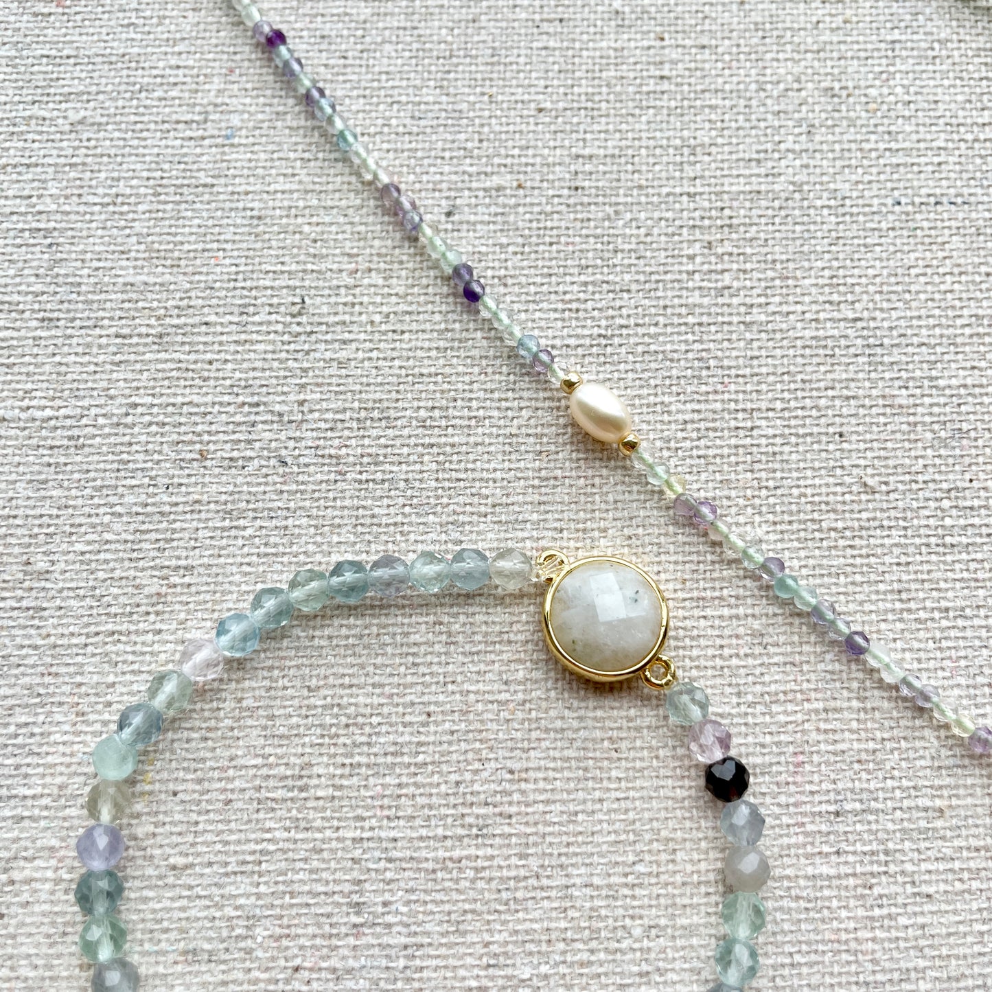 Moonstone And Fluorite Beaded Bracelet