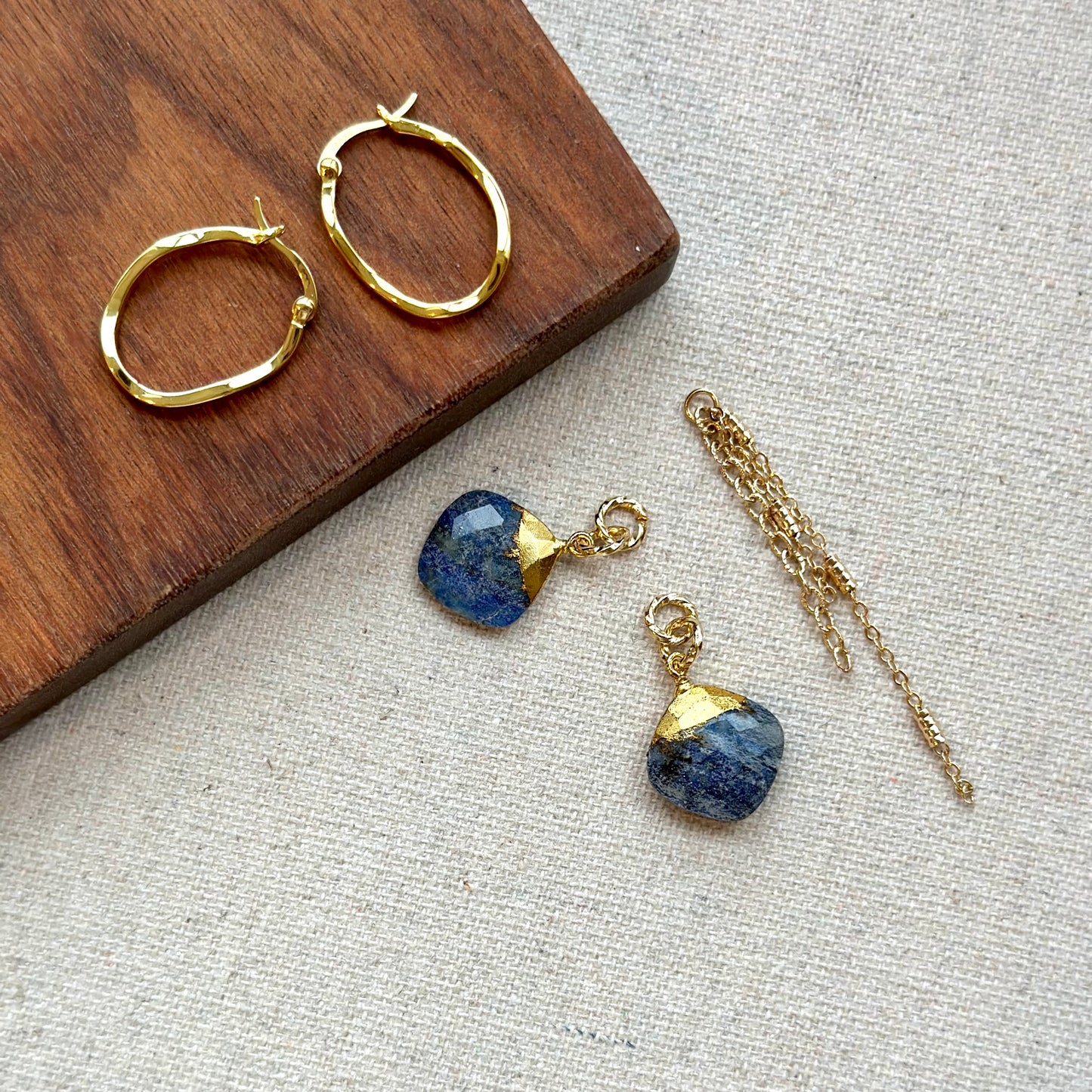 Lapis Multi-way Gold-plated Sterling Silver Ear Hoop