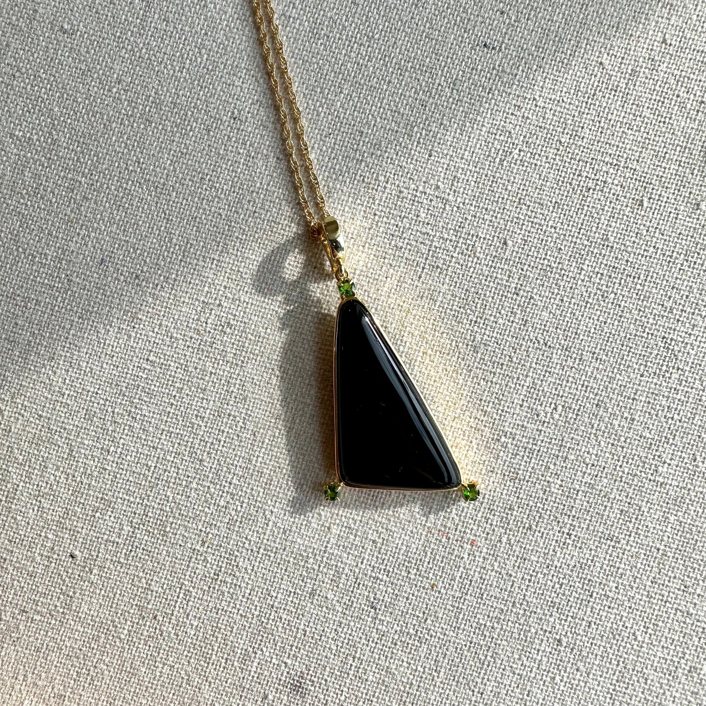 Black Agate And Diopside Long Gold-plated Necklace