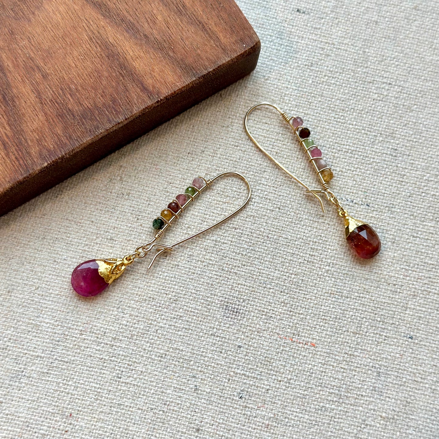 Pink Tourmaline Wire Wrapping 14k Gold-filled Earring